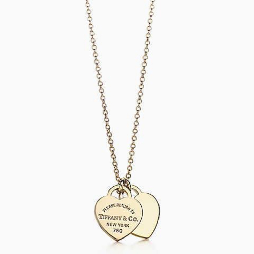 Authentic Tiffany Gold Double Heart Necklace